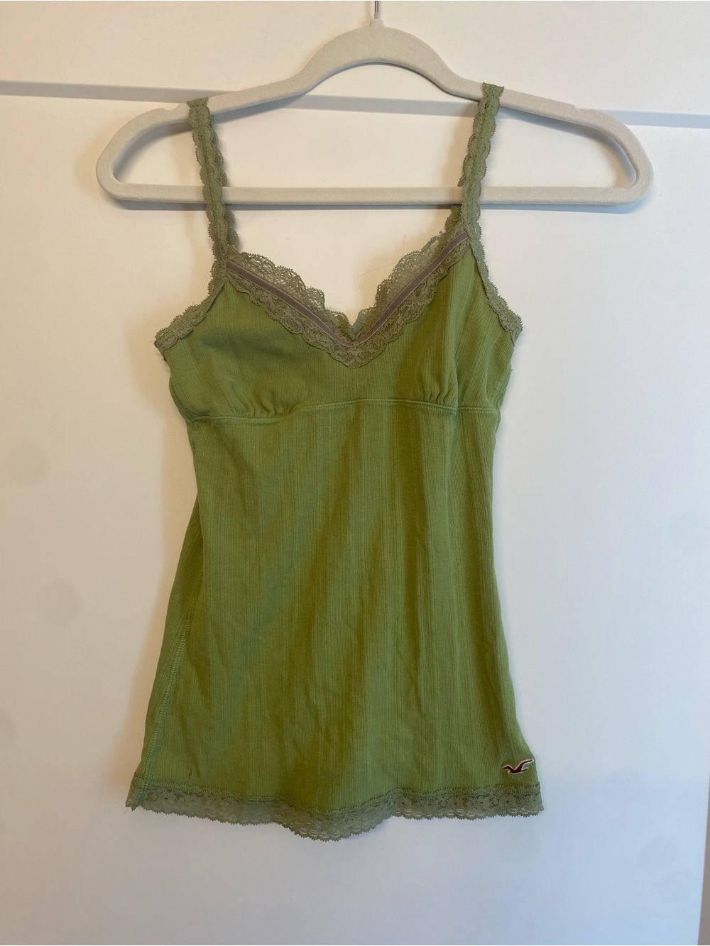 Vintage Hollister Green Lace Trim Cami Y2K